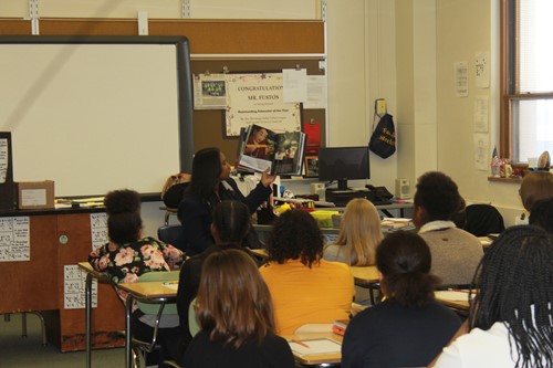 Students participating in the African American Read-In