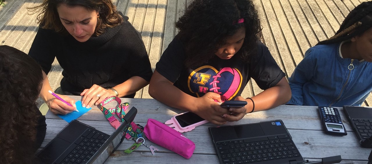 Math class being held outdoors